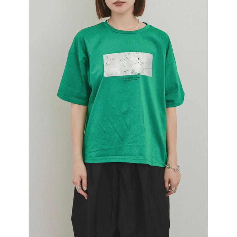 vingtrois レディース ドライタッチコットン　クラッシュ箔プリントT (75 グリーン)　　