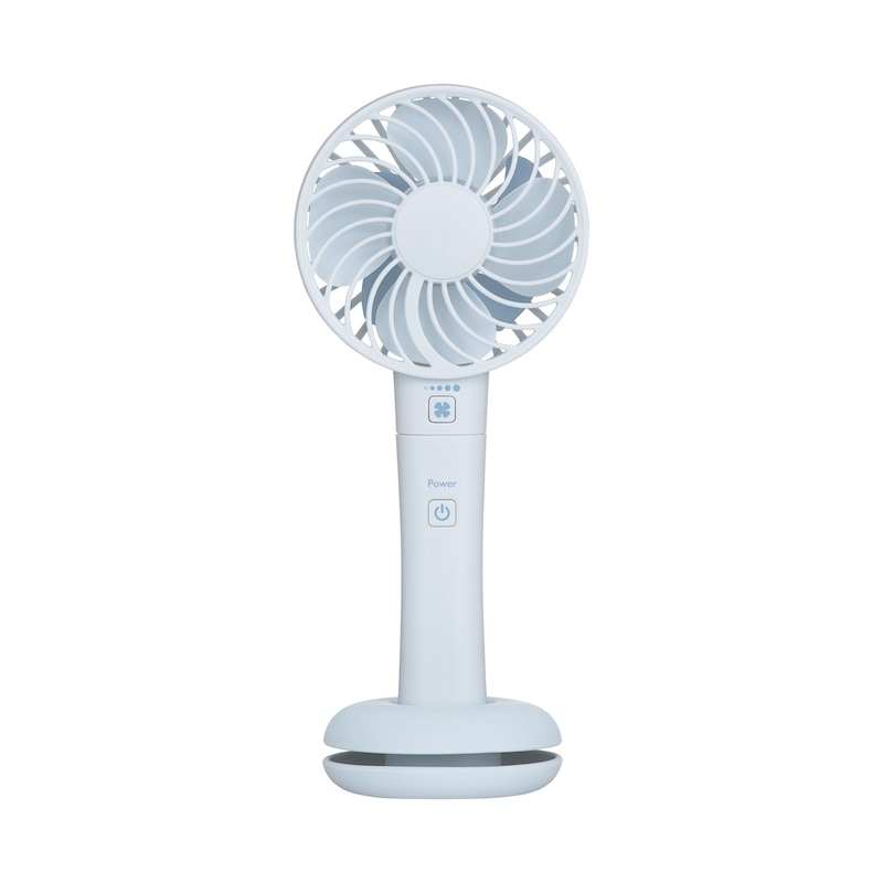 グリーンハウス　スマホ充電可能手持扇風機 ダブルファン ブルー　約155g　