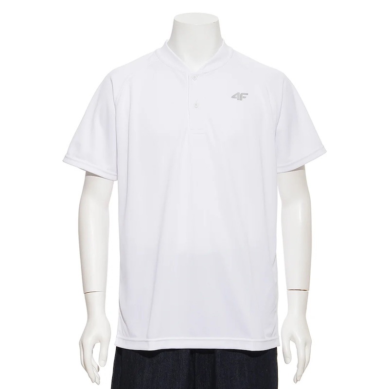 サイズ：M　4F メンズ ヘンリーネックTシャツ（WHITE）　　