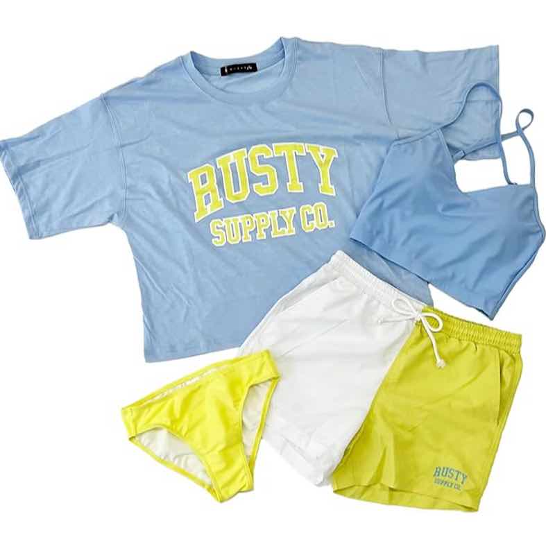 【9号サイズ】RUSTY レディース レディース水着4点セット（BLU）　　