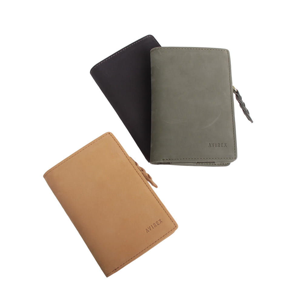 【AVIREX】スムースレザー L字ファスナー二つ折り財布　AX9504