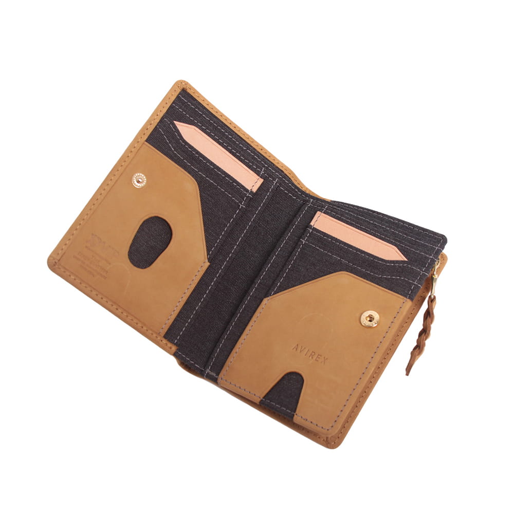 【AVIREX】スムースレザー L字ファスナー二つ折り財布　AX9504