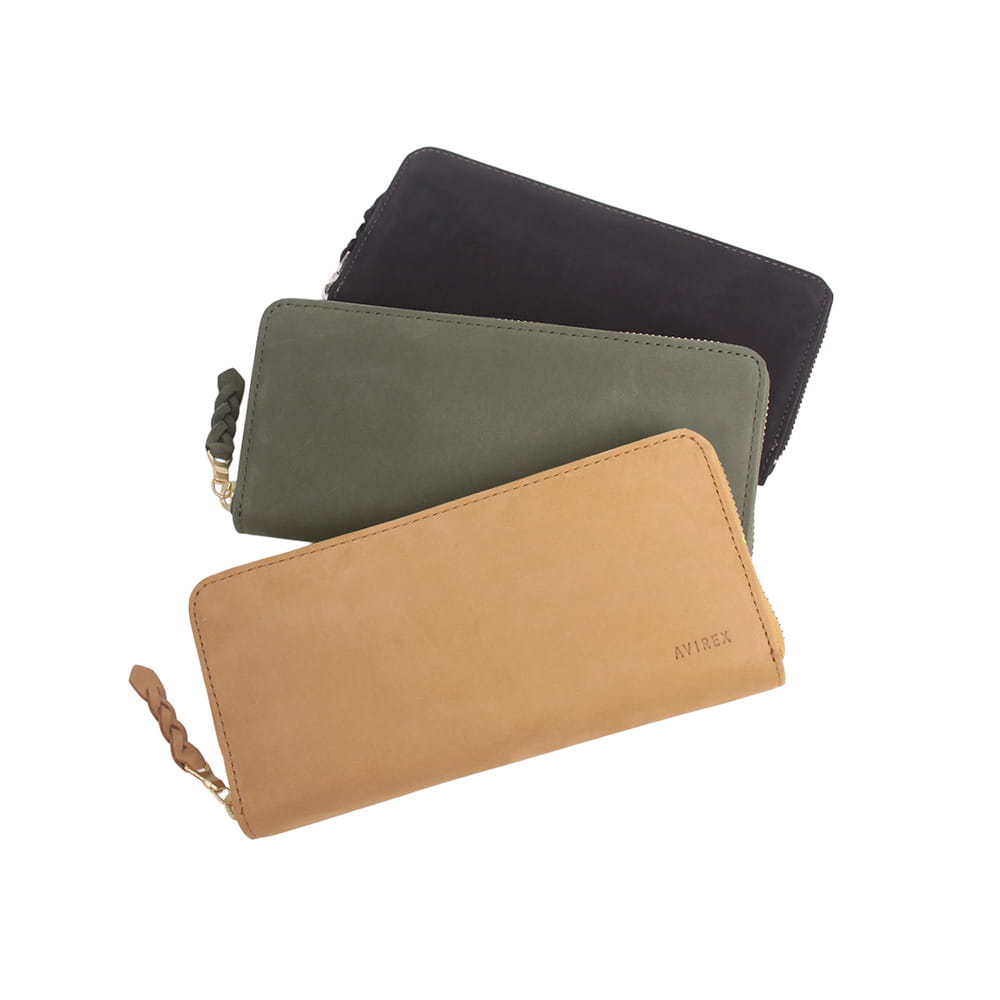 【AVIREX】スムースレザー ラウンドファスナー長財布　AX9505