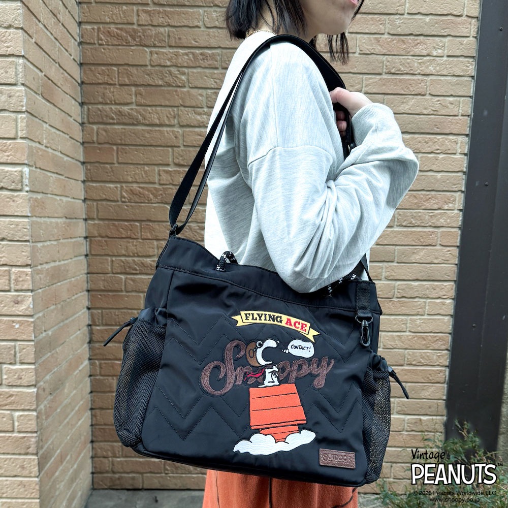 【OUTDOOR PRODUCTS】<br>PEANUTSコレクション スヌーピー 2Wayロープショルダーバッグ ODB038