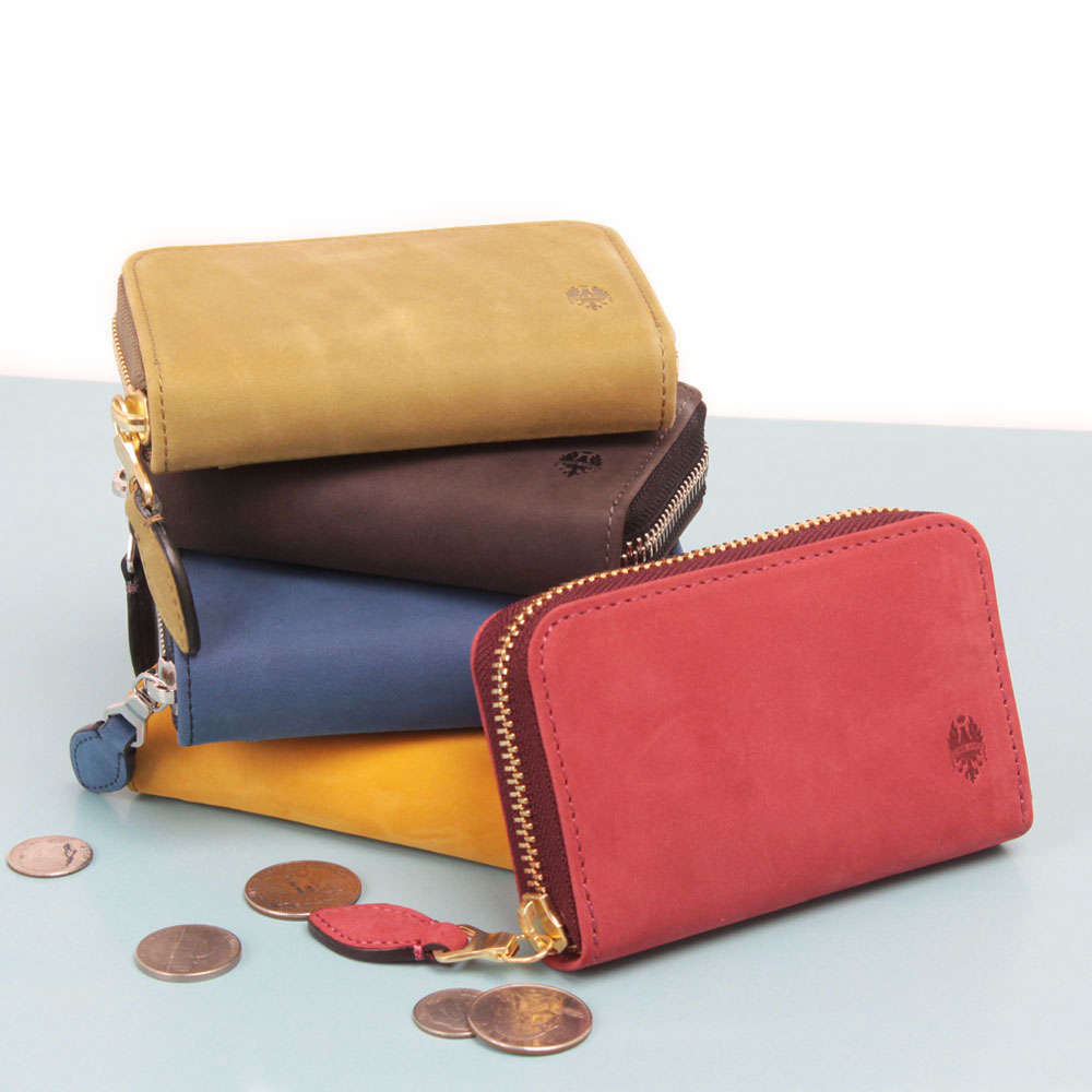 新色チャ追加 【Bianchi】　ヌバック革パスケース付小銭入れ　BIE1001