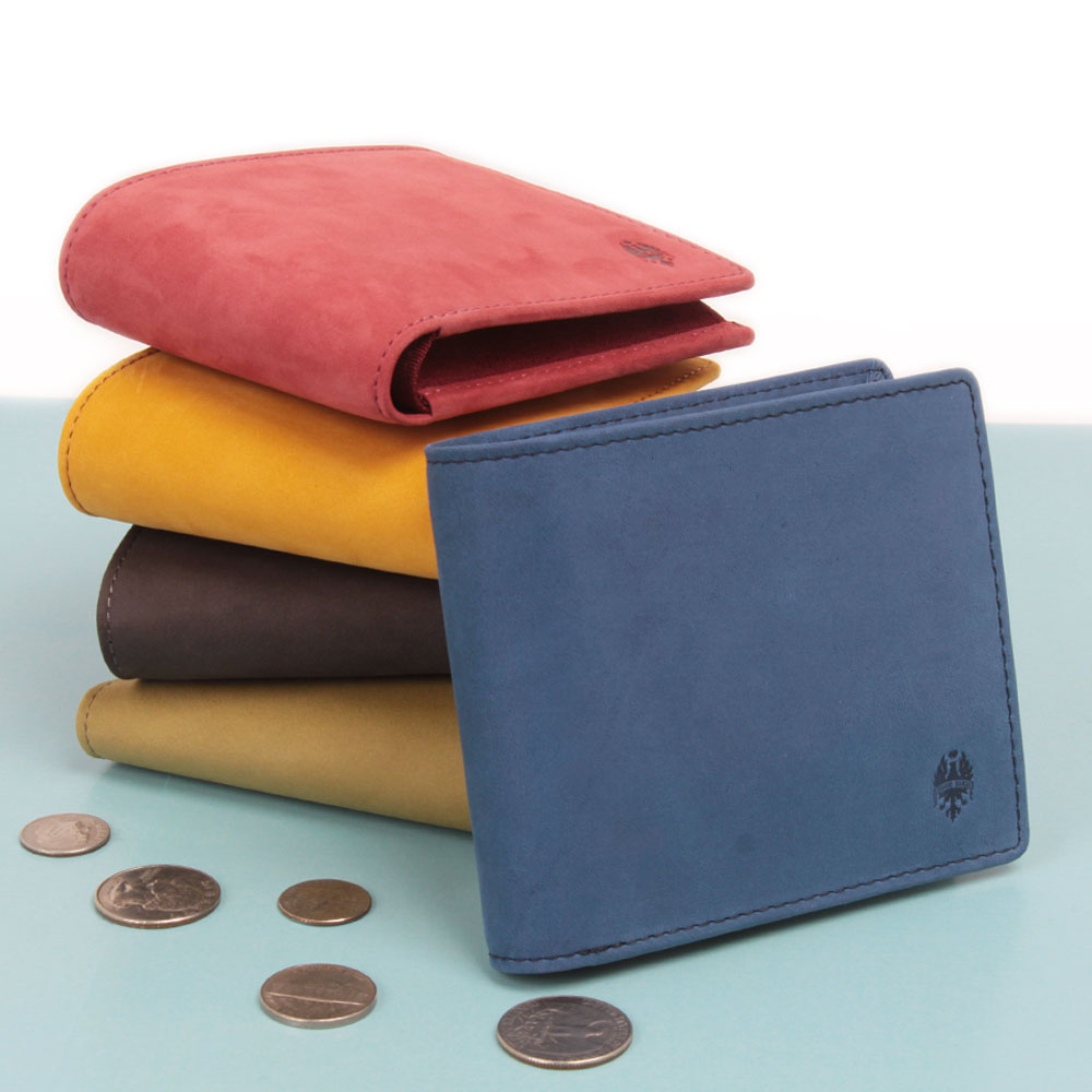 新色チャ追加 【Bianchi】　ヌバック革二つ折り財布　BIE1002