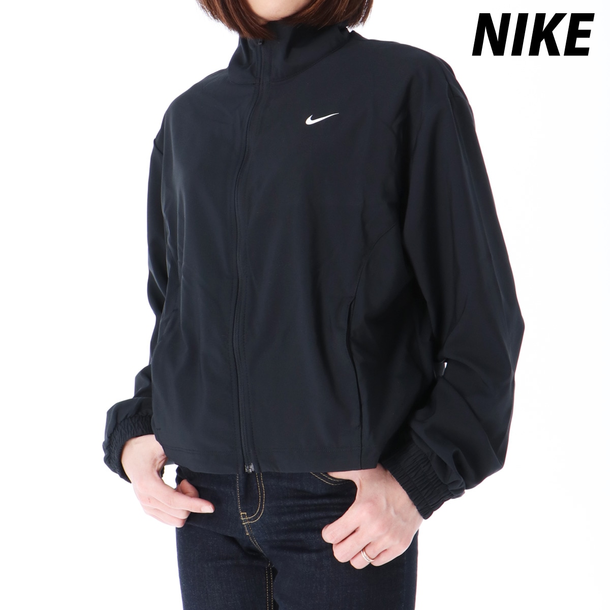 ナイキ ウィメンズ ワン ウーブン ジャケット ウインドジャケット 上 レディース NIKE フルジップ FB5016 黒 ブラック