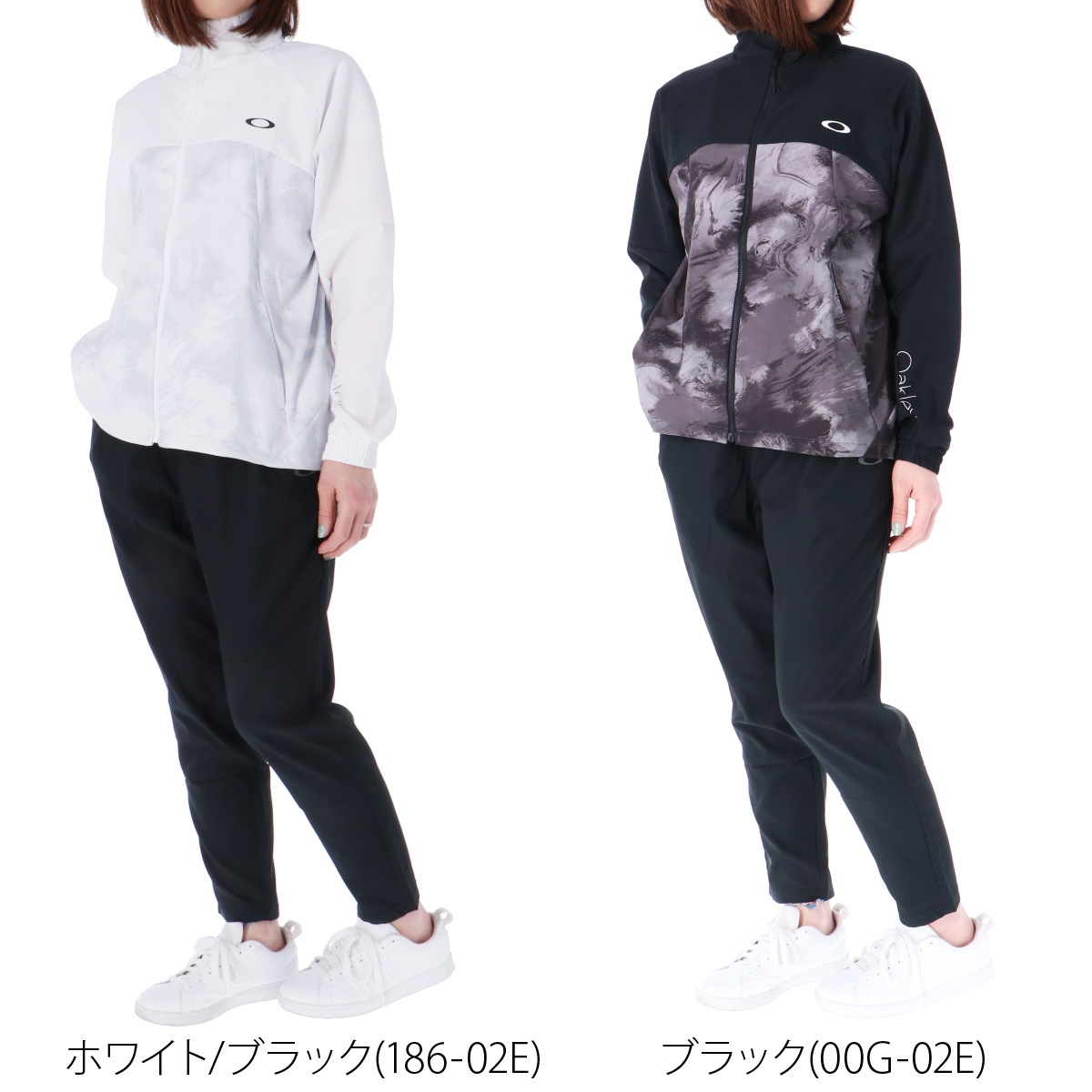 OAKLEY オークリー クロスジャージ上下セット M ホワイト/ブラック オークリー クロス薄手 ジャージ 上下 セットアップ レディース