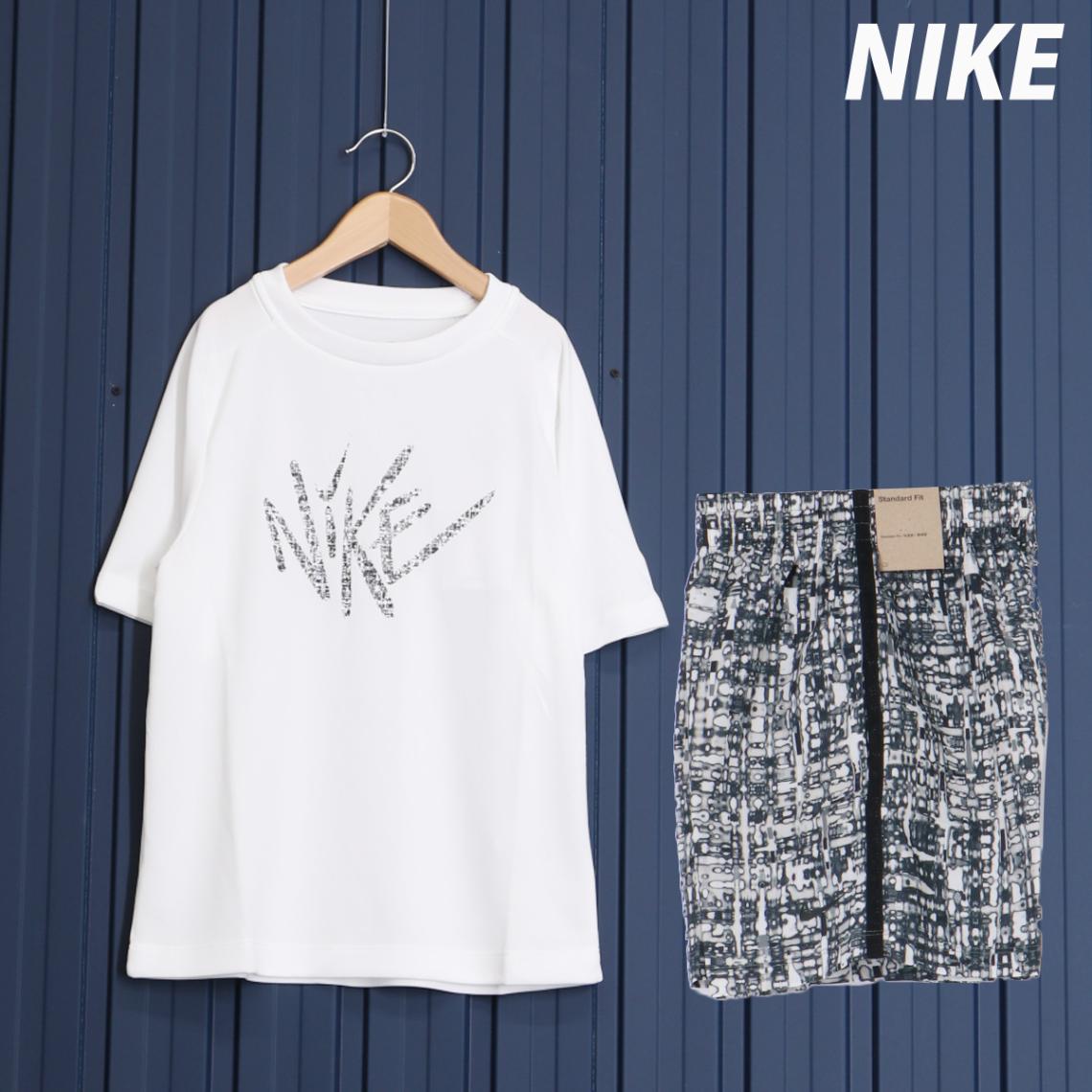 ナイキ Tシャツ ハーフパンツ 上下 セットアップ ジュニア 半袖 グラフィック 吸汗 速乾 ドライ マルチ WHT NIKE HJ3768 新作 優良配送