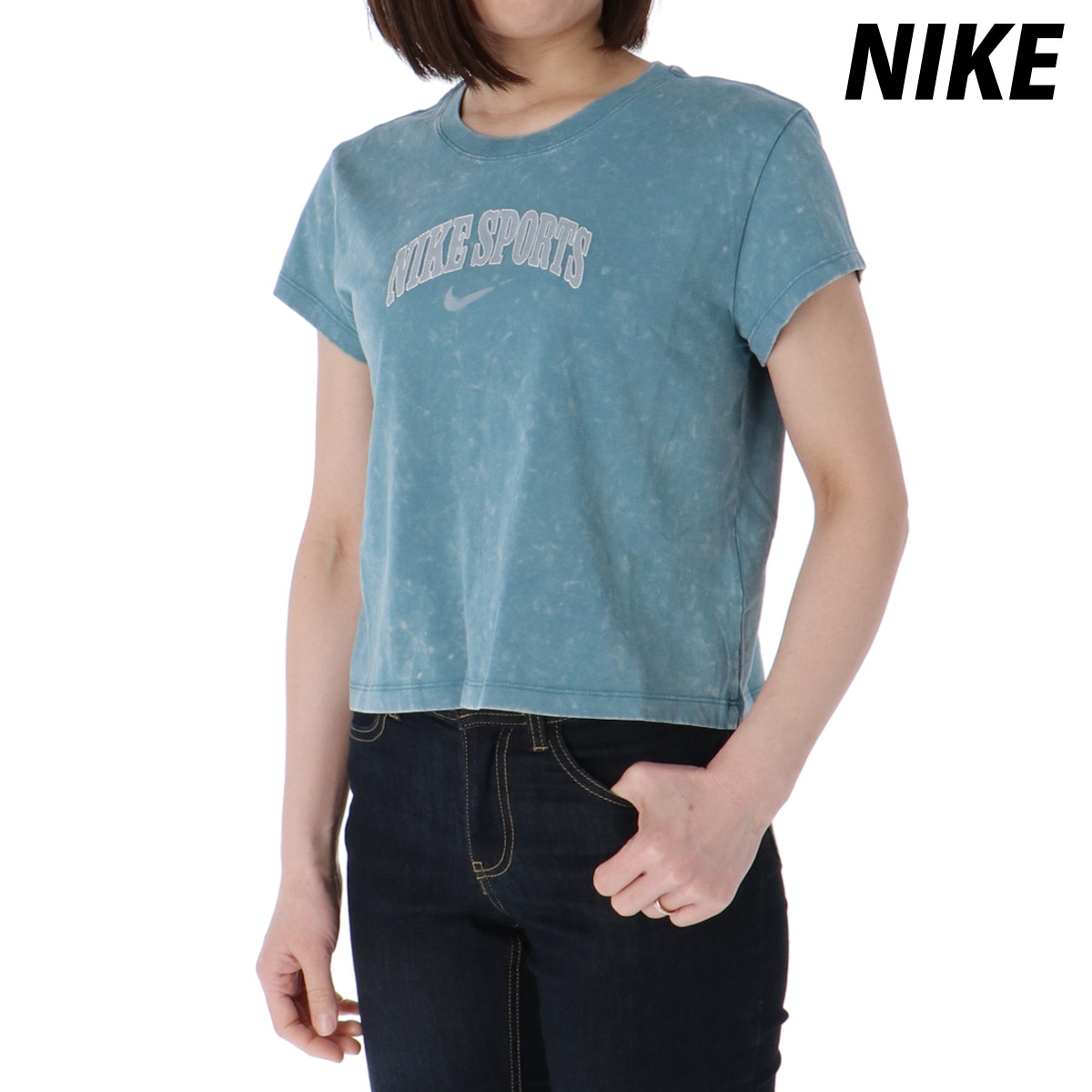 ナイキ Tシャツ レディース ブランド 半袖 コットン100% 綿100% スウッシュ スポーツ BLU NIKE IB7334 半額 5/o