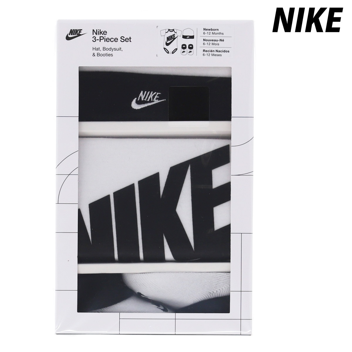 ナイキ Tシャツ ジュニア ブランド 半袖 ベビー 3点セット ロンパース カバーオール ソックス 帽子 出産祝い ギフト FUTURA LOGO WHT NIKE MN0073 SALE セール 優良配送