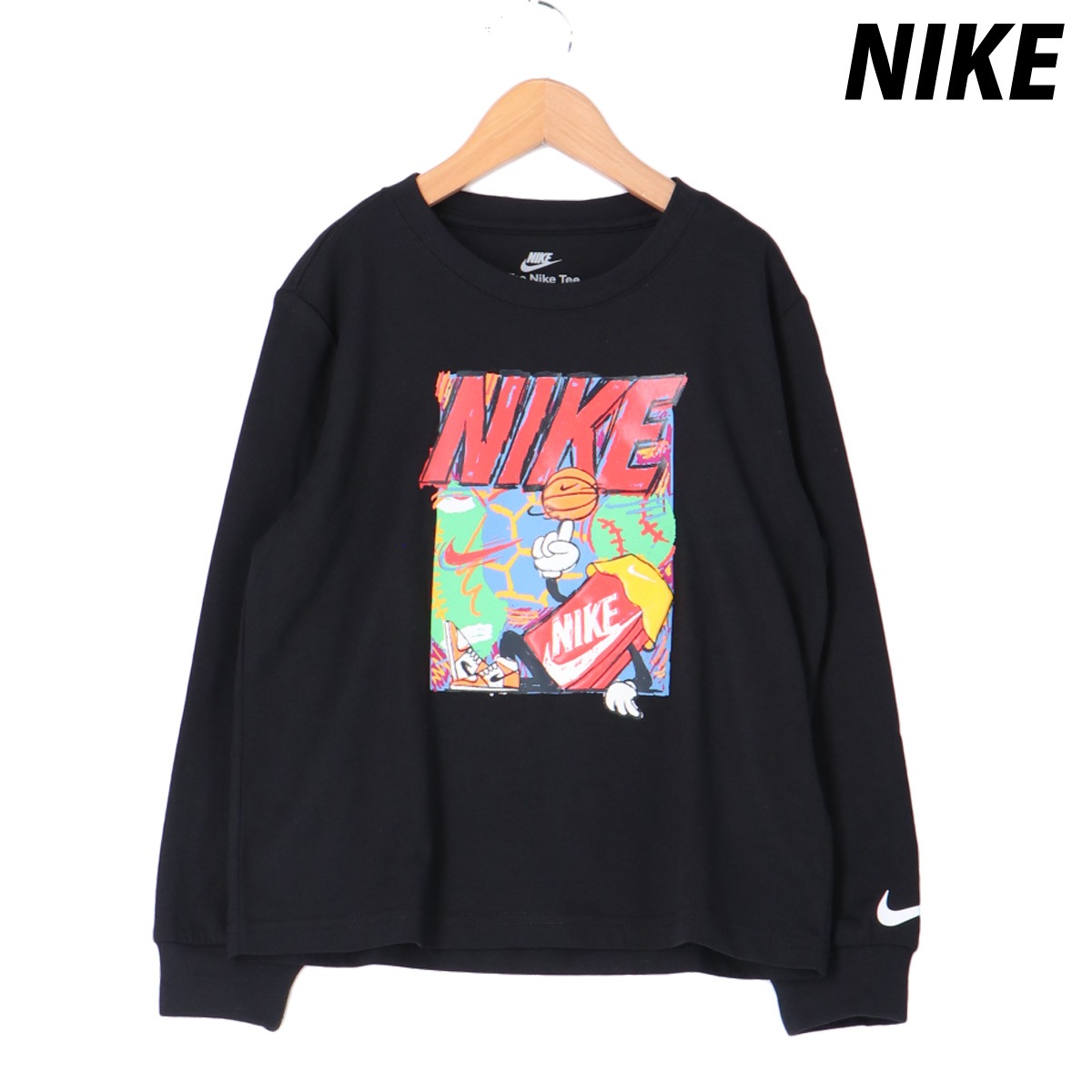 長袖Tシャツ キッズ ナイキ スポーツ Tシャツ ロンT ロンティー ロングTシャツ ジュニア 長袖 NIKE バスケットボール 86N322 BLK 新作