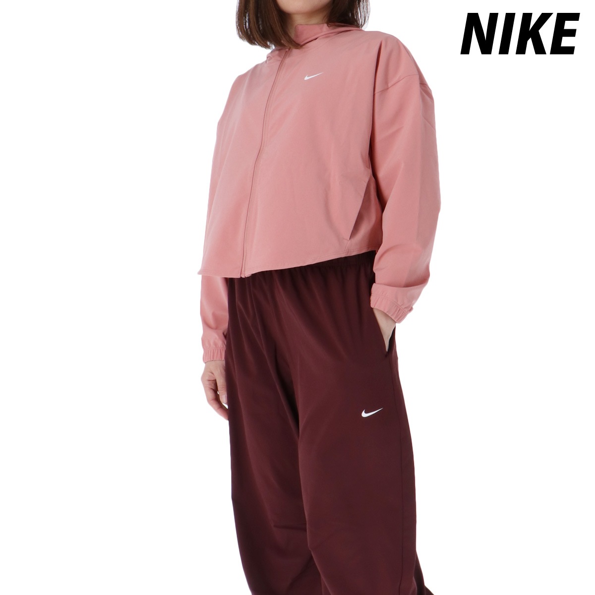 ナイキ ウインドブレーカー 上下 セットアップ レディース フード付き フーディ 薄手 軽量 クロップド丈 はっ水 撥水 ナイキワン PNK NIKE IH8601 新作 優良配送