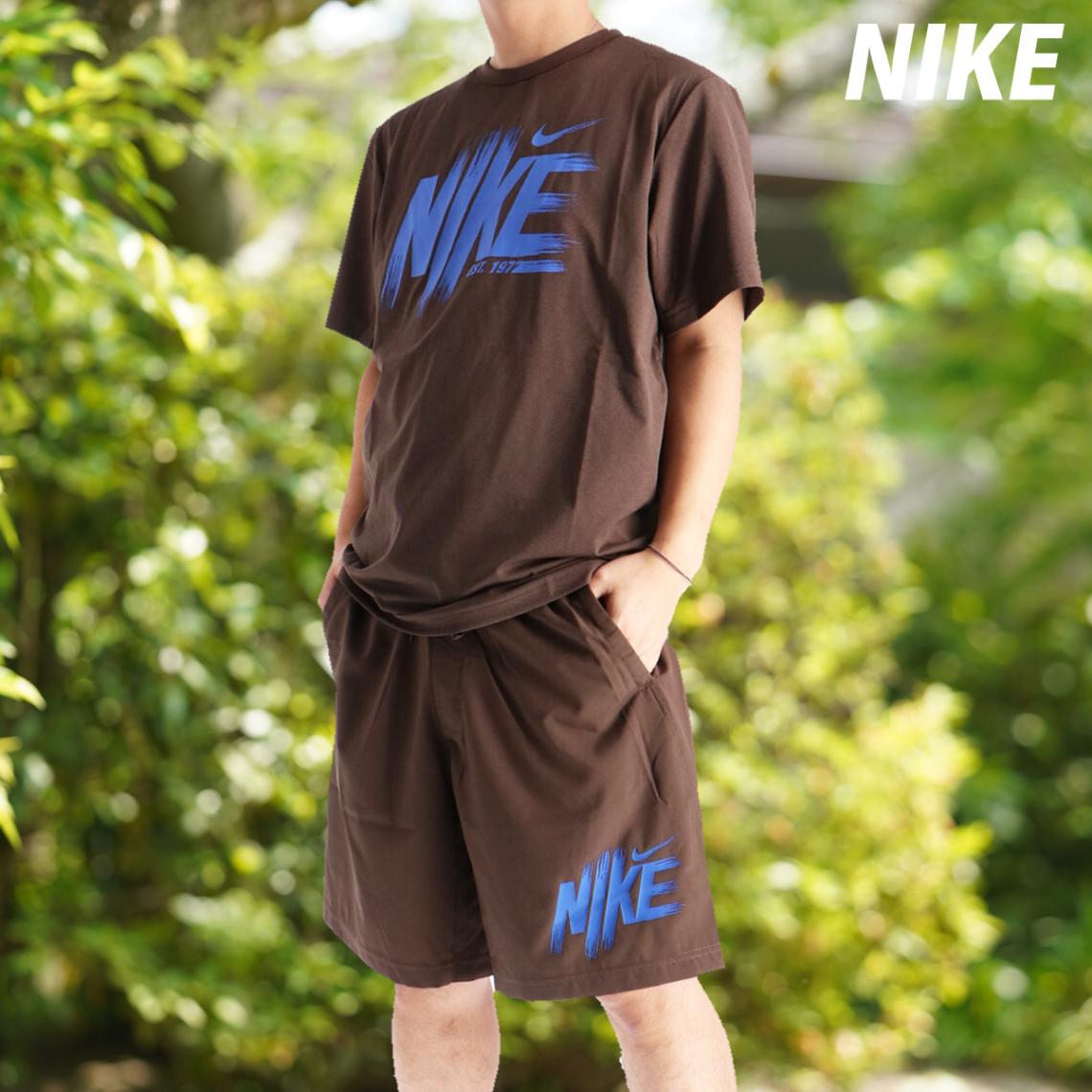 ナイキ Tシャツ ハーフパンツ 上下 セットアップ メンズ ドライ 半袖 ランニング ジョギング ヨガ ハイバース BRN NIKE HV0382 新作 優良配送