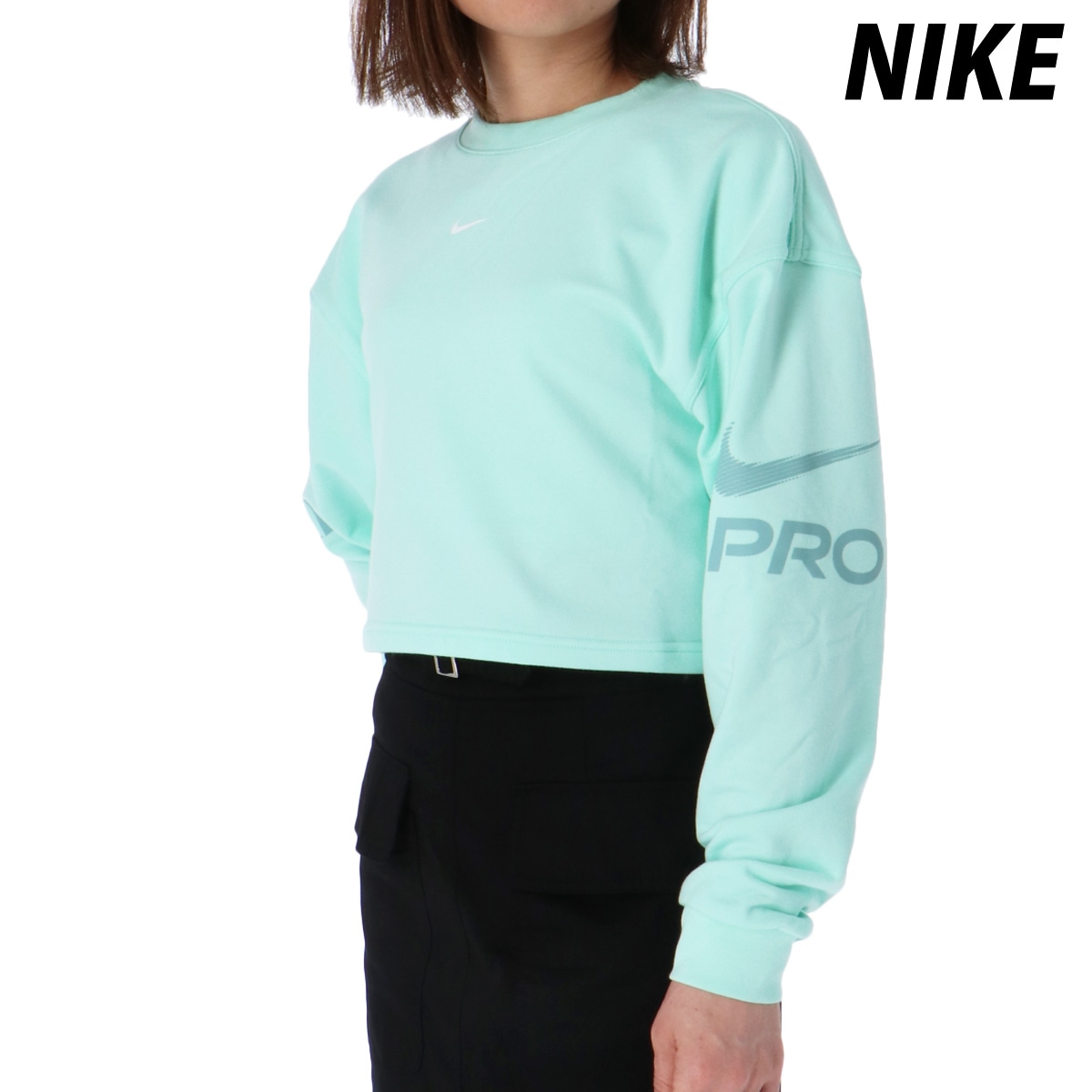 ナイキ スウェットシャツ レディース フィットネス 速乾 吸水 吸汗 ドライ クロップド丈 プロ MNT NIKE HV3592 新作 優良配送