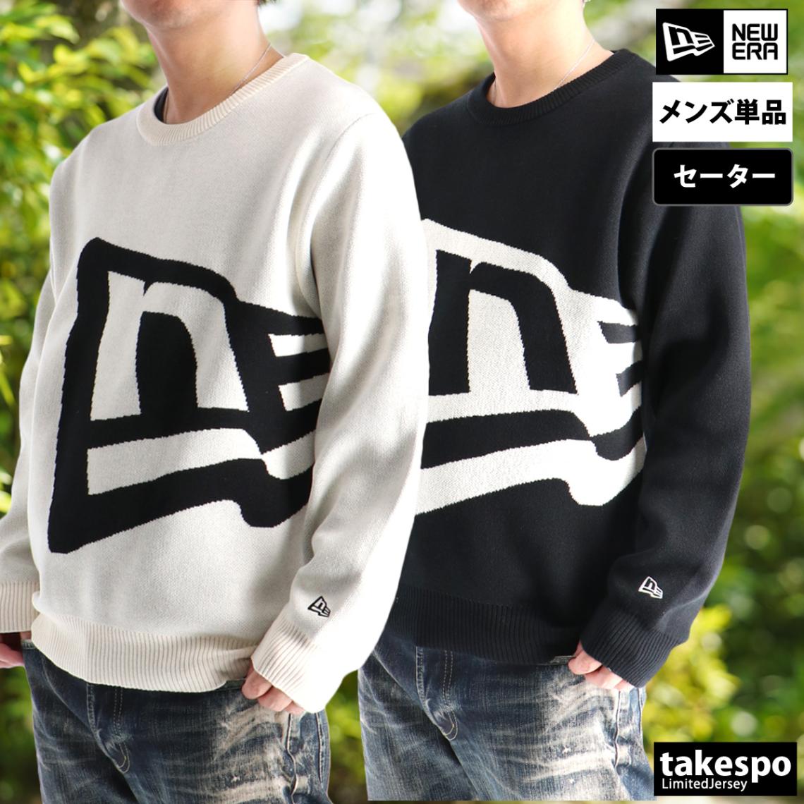 ニューエラ セーター メンズ ゴルフ ビッグロゴ ニット 白 黒 フラッグロゴ NEW ERA 14669876T 新作 優良配送