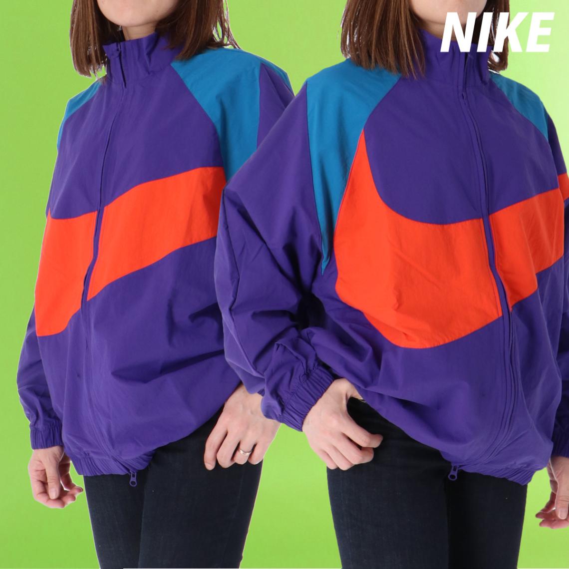 ナイキ ウインドジャケット レディース ブランド ウーブン ジャケット ビッグロゴ オーバーサイズ ゆったり アウター ブルゾン メッシュ 裏地付 スウッシュ スポーツウェア PPL NIKE HV4108 新作 優良配送