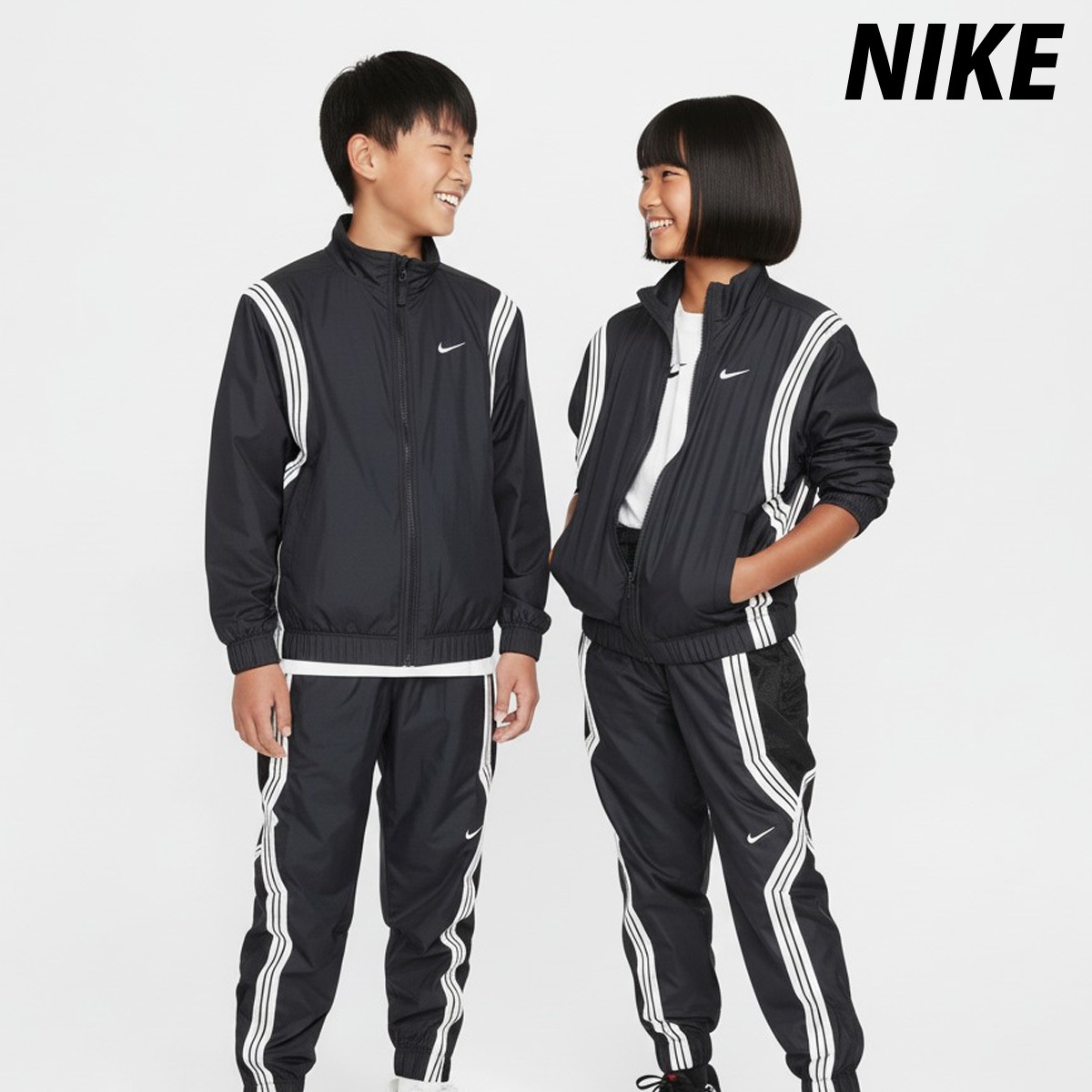 ナイキ ウインドブレーカー 上下 セットアップ ジュニア ブランド 裏メッシュ 裏地付き はっ水 撥水 バスケ サイドライン BLK NIKE FZ5233 新作 優良配送