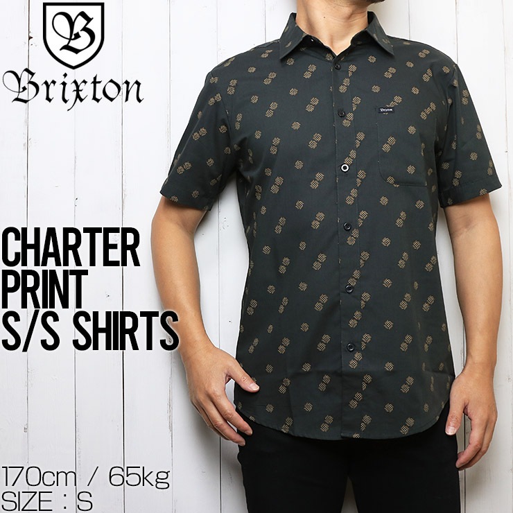 INDEPENDENT×BRIXTON アイアンクロス総柄　レーヨン混半袖シャツ ブリクストン BRIXTON 2025春夏 CHARTER PRINT S/S WVN メンズ