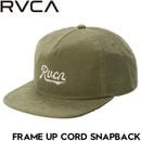 RVCA ルーカ FRAME UP CORD SNAPBACK スナップバックキャップ 帽子 BF042991 日本代理店正規品|NEW ARRIVALS
