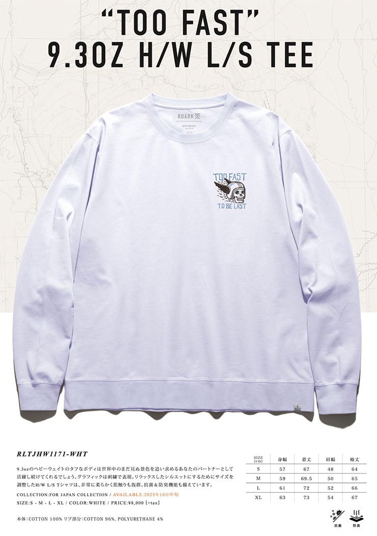 ROARK REVIVAL  ХХ TOO FAST 9.3oz H/W L/S TEE ĹµT T إӡ RLTJHW1171-WHT Ź