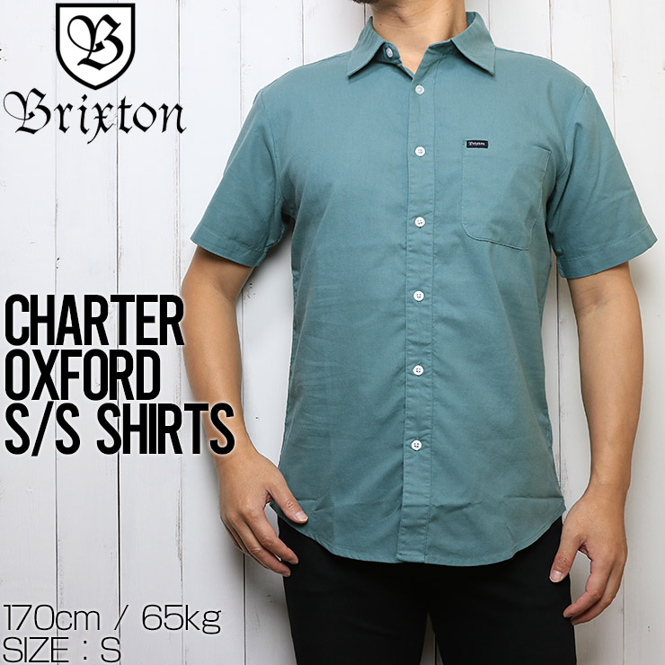 [åݥб] BRIXTON ֥ꥯȥ CHARTER OXFORD S/S WOVEN SHIRTS Ⱦµ 01099 JADE