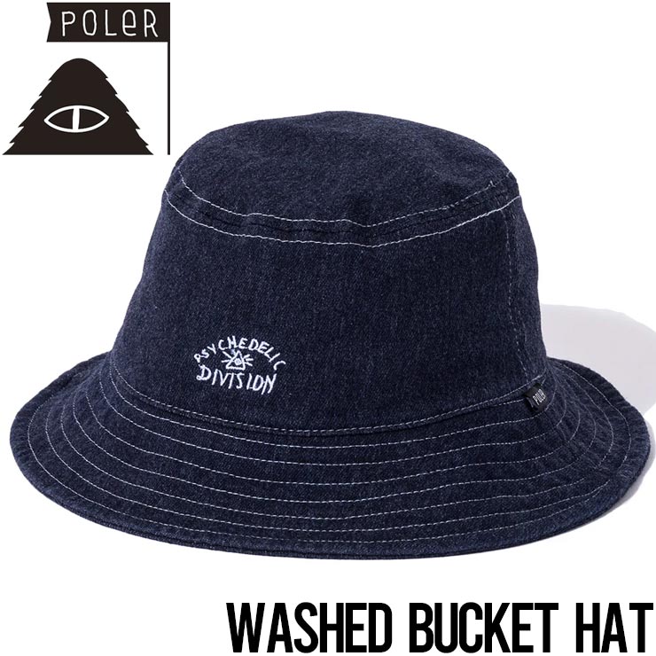 ������̵���ۥХ��åȥϥå� ˹�� POLeR �ݡ��顼 WASHED BUCKET HAT 241MCV0254 BLUE DENIM ��������Ź������