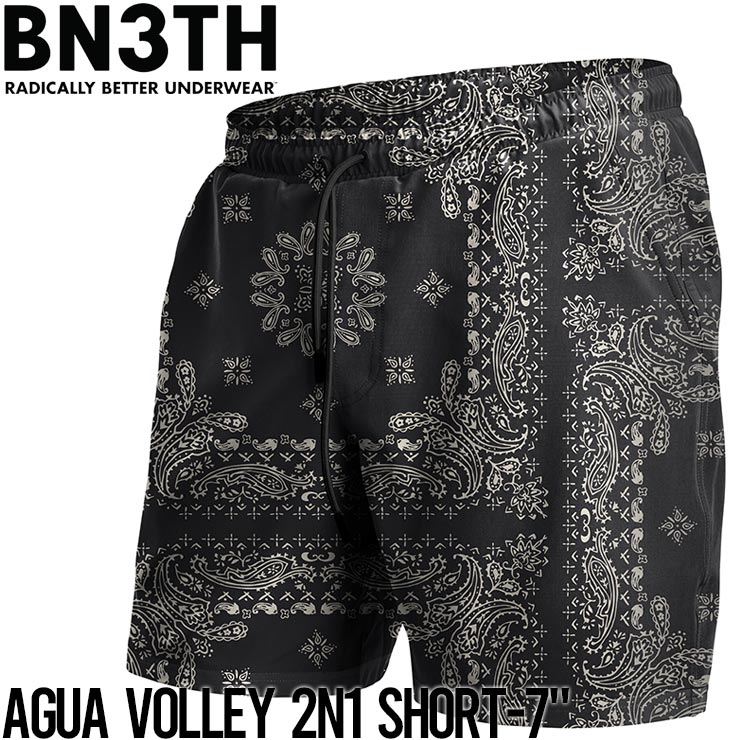 ������̵���ۥϥ��֥�åɥ��硼�� �ϡ��եѥ�� BN3TH �٥˥� AGUA VOLLEY 2N1 SHORT-7 / BANDANA BLACK