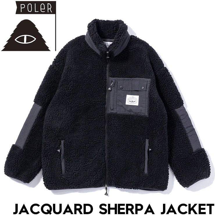 ������̵���ۥ�����ѥ��㥱�å� POLeR �ݡ��顼 JACQUARD SHERPA JACKET 243MCV0022 BLK ��������Ź������