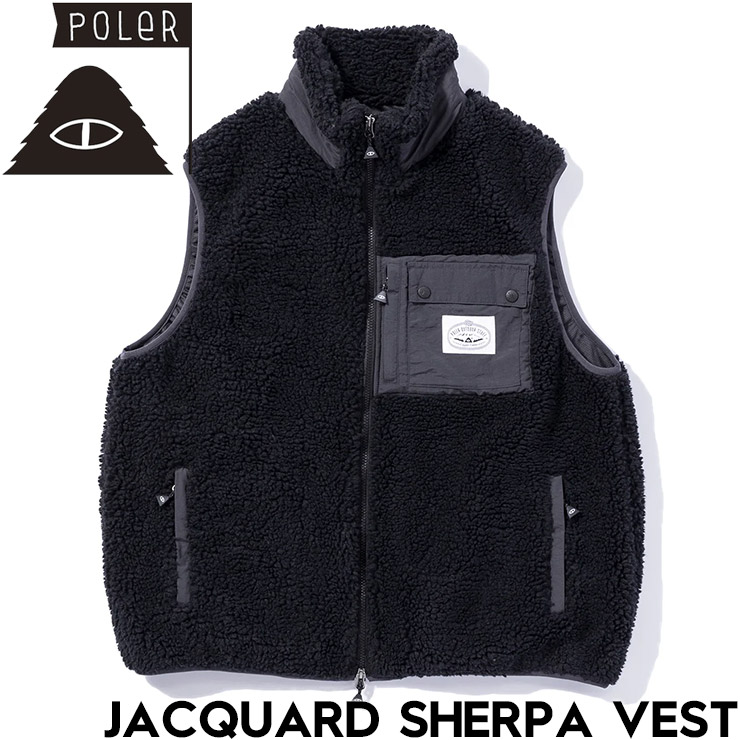 ������̵���ۥ�����ѥ٥��� POLeR �ݡ��顼 JACQUARD SHERPA VEST 243MCV0023 BLK ��������Ź������