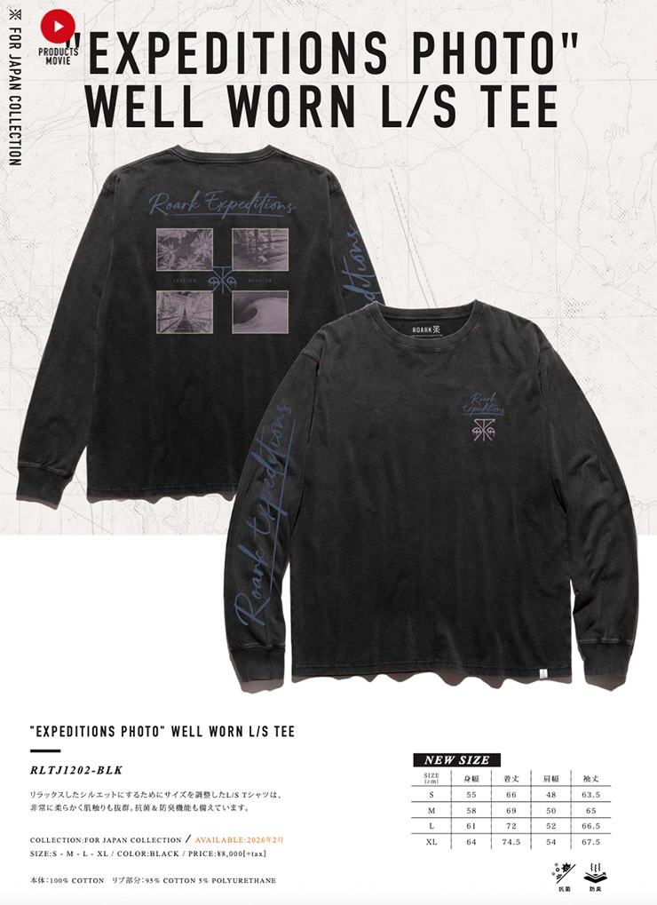 ROARK �������� EXPEDITIONS PHOTO WELL WORN L/S TEE ĹµT����� ����T ��� ��ǥ����� ���åȥ�100% RLTJ1202-BLK ��������Ź������