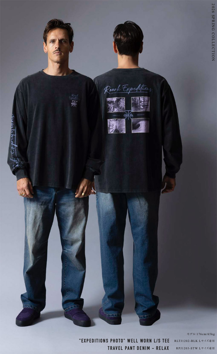 ROARK �������� EXPEDITIONS PHOTO WELL WORN L/S TEE ĹµT����� ����T ��� ��ǥ����� ���åȥ�100% RLTJ1202-BLK ��������Ź������