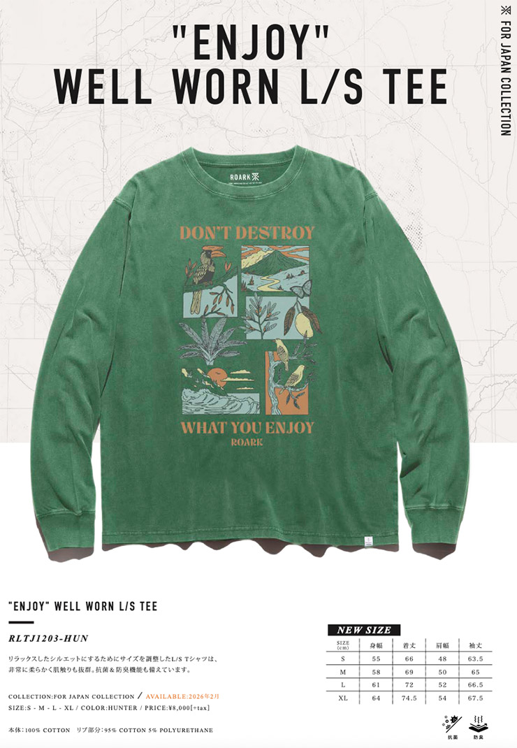 ROARK �������� ENJOY WELL WORN L/S TEE ĹµT����� ����T ��� ��ǥ����� ���åȥ�100% RLTJ1203-HUN 26SP ��������Ź������