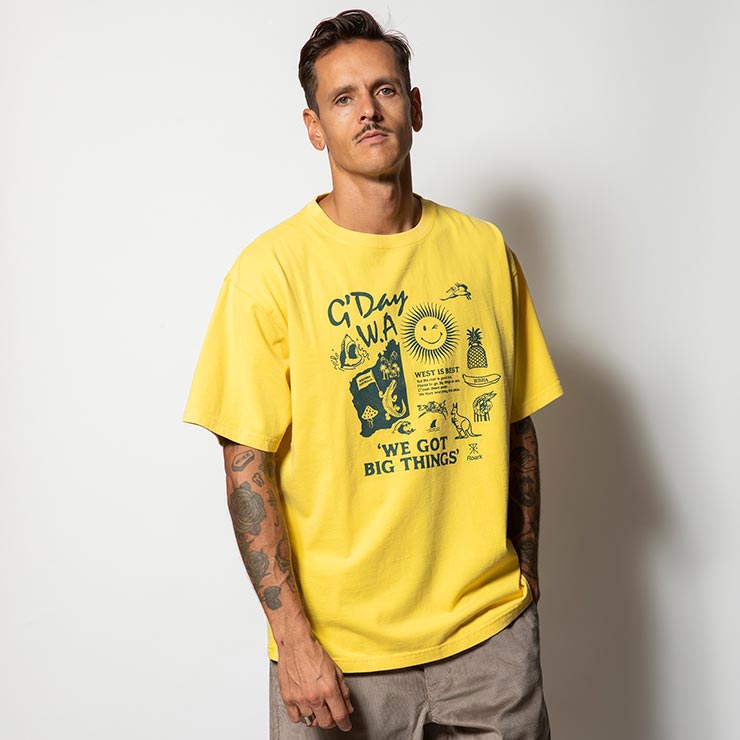̵ȾµT ߥɥ륦 THE ROARK REVIVAL ХХ GDAY W.A. S/S TEE RTJM1120-YLW 25SU Ź