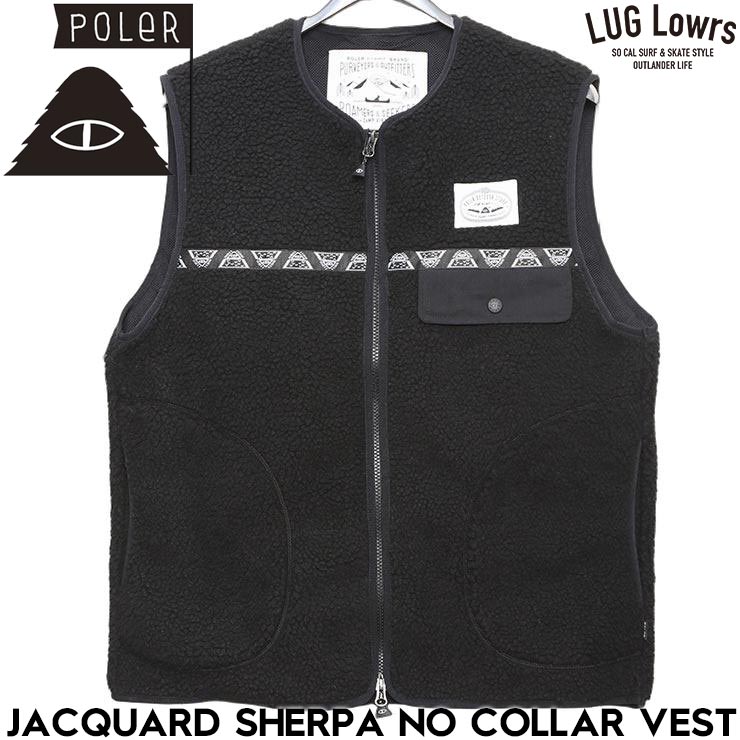 POLeR �ݡ��顼 JACQUARD SHERPA NO COLLAR VEST �ե꡼���٥��� ������ѥ٥��� ��˥��å��� �����ȥɥ� �ɴ� ���� 253MCV0019 BLK ��������Ź������