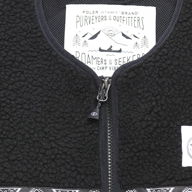 POLeR �ݡ��顼 JACQUARD SHERPA NO COLLAR VEST �ե꡼���٥��� ������ѥ٥��� ��˥��å��� �����ȥɥ� �ɴ� ���� 253MCV0019 BLK ��������Ź������