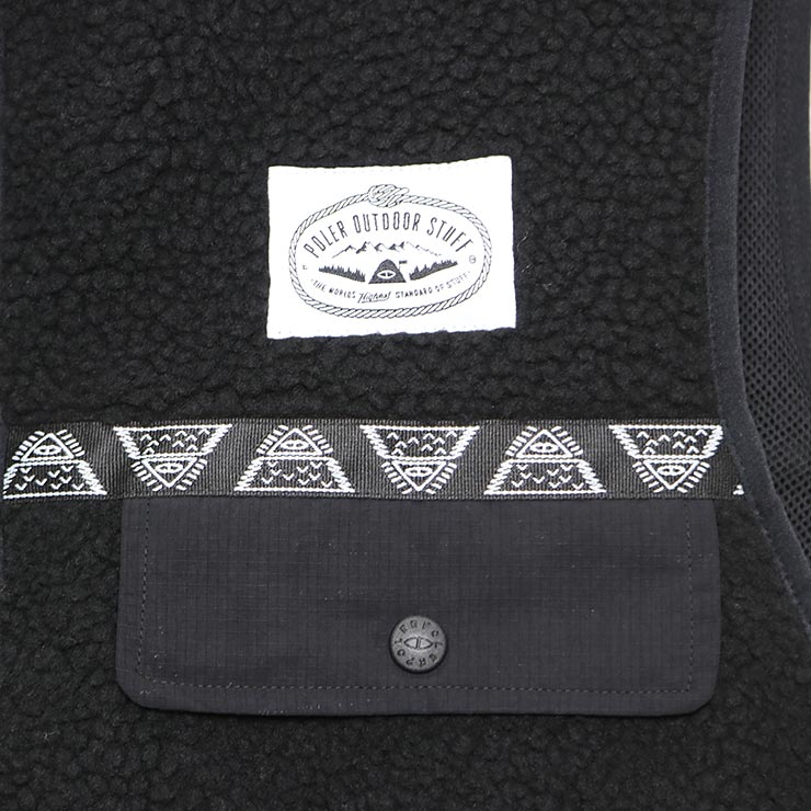 POLeR �ݡ��顼 JACQUARD SHERPA NO COLLAR VEST �ե꡼���٥��� ������ѥ٥��� ��˥��å��� �����ȥɥ� �ɴ� ���� 253MCV0019 BLK ��������Ź������