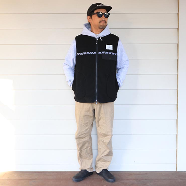 POLeR �ݡ��顼 JACQUARD SHERPA NO COLLAR VEST �ե꡼���٥��� ������ѥ٥��� ��˥��å��� �����ȥɥ� �ɴ� ���� 253MCV0019 BLK ��������Ź������