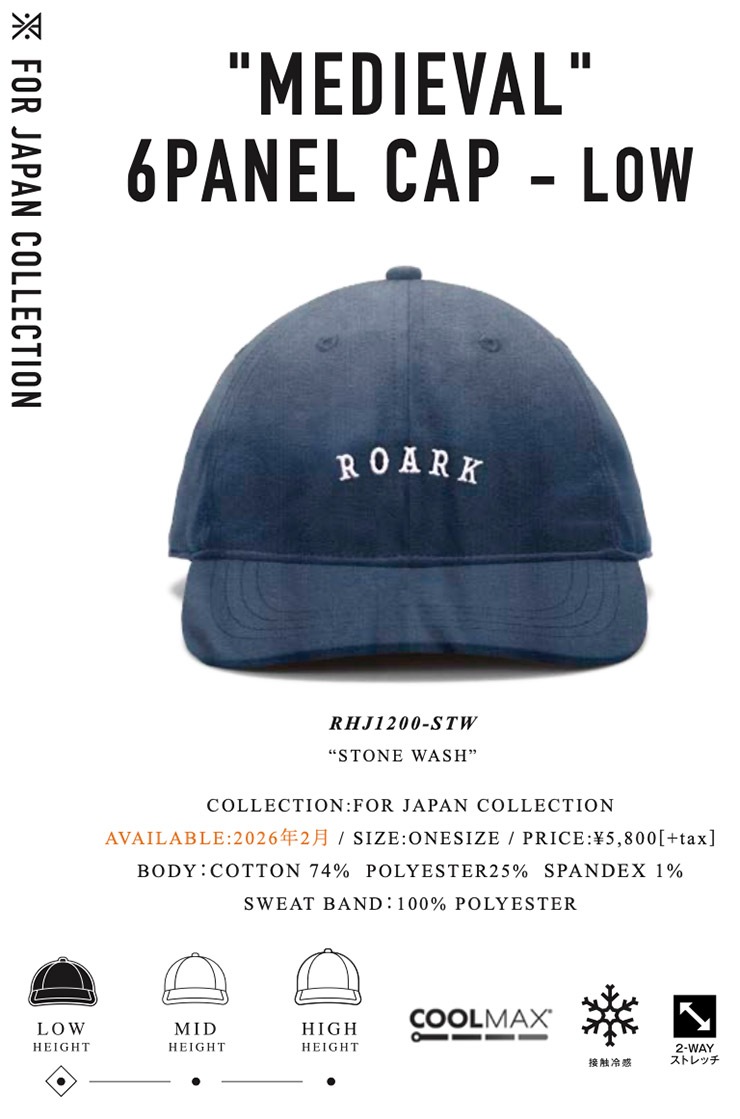 ROARK �������� MEDIEVAL 6PANEL CAP - LOW ˹�� ���ȥ�åץ���å� ��������å� RHJ1200-STW 26SP ��������Ź������