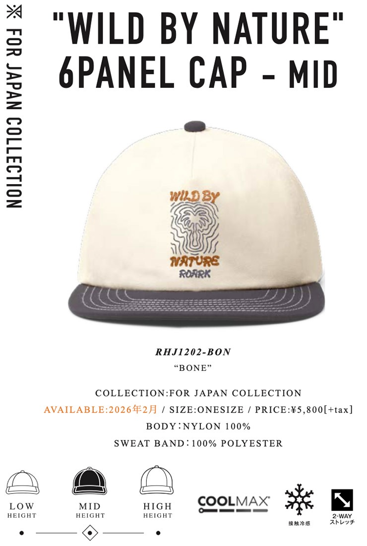 ROARK �������� WILD BY NATURE 5PANEL CAP - MID ˹�� ���ȥ�åץ���å� �ߥåɥ���å� RHJ1202-BON 26SP ��������Ź������