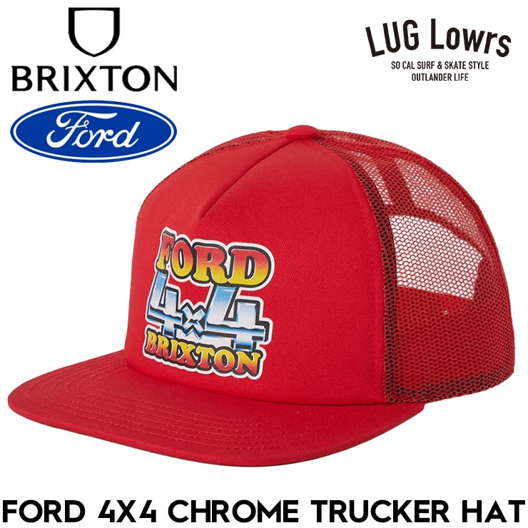 BRIXTON �֥ꥯ���ȥ� FORD �ե����� ����� ��å��奭��å� ��� ��ǥ����� �ȥ�å�������å� 6�ѥͥ륭��å� �ץ��ȥ���å� FORD 4X4 CHROME TRUCKER HAT RANGOON RED 12233 26FW ��������Ź������
