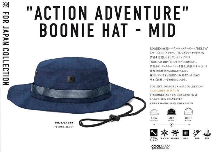 ROARK �������� ACTION ADVENTURE BOONIE HAT - MID �֡��ˡ��ϥå� ˹�� RHJ1210-SBL 26SP ��������Ź������