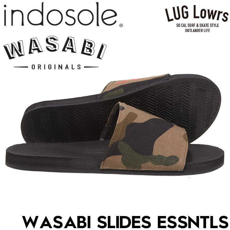 indosole ����ɥ����� WASABI Originals �掠�� ����ܥ������ ��� ��ǥ����� ���饤�ɥ������ ����������� �ꥵ�����륿���䥽���� WASABI SLIDES ESSNTLS BLACK CAMO ��������Ź������