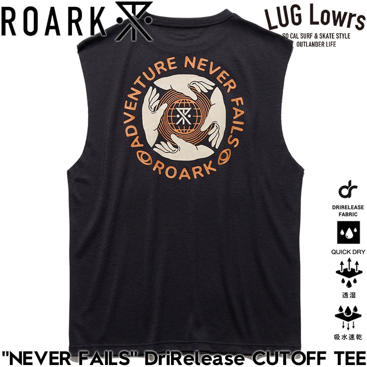 ROARK �������� T����� ��� ���åȥ���T����� �Ρ����꡼��T����� ®�� �ɥ饤 �ۿ�®�� ���� ��NEVER FAILS�� DriRelease CUTOFF TEE RTJDR1224-BLK ��������Ź������