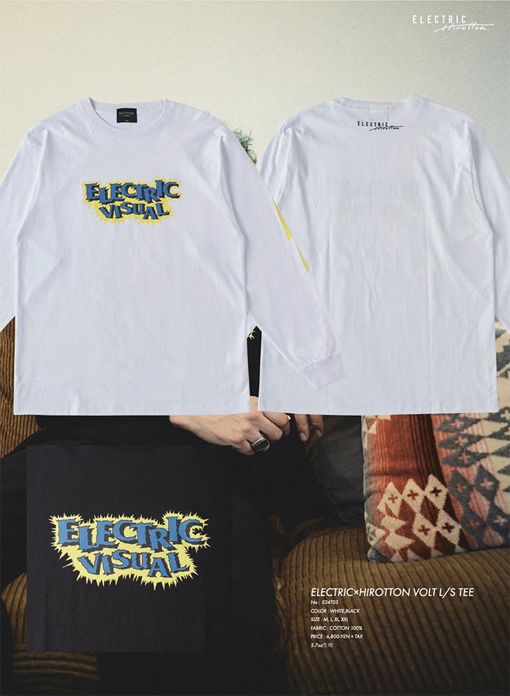 ���󥰥��꡼��TEE ����T ELECTRIC ���쥯�ȥ�å� ELECTRIC��HIROTTON VOLT L/S TEE E24FT03 WHT ��������Ź������