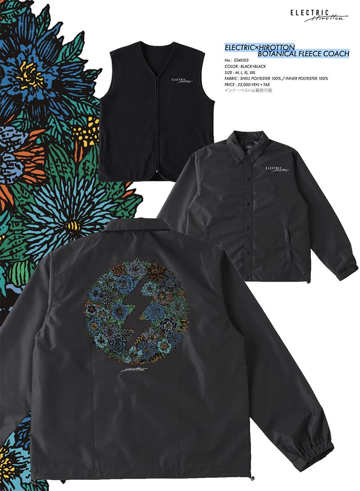 ������̵���ۥ��������㥱�å� �ʥ����󥸥㥱�å� ����ʡ��դ� ELECTRIC ���쥯�ȥ�å� ELECTRIC��HIROTTON BOTANICAL FLEECE COACH E24FJ03 ��������Ź������