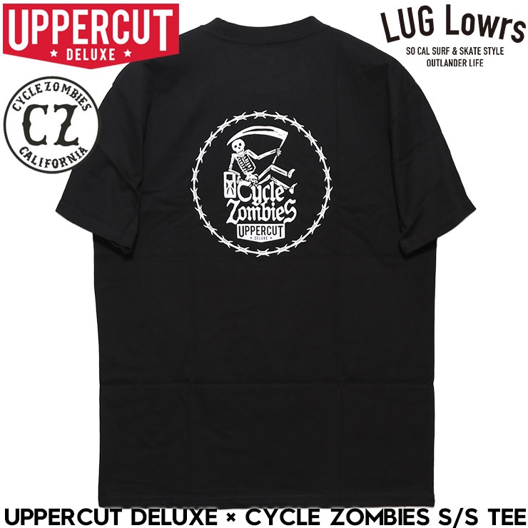 UPPERCUT DELUXE ���åѡ����åȥǥ�å��� T����� ��� ȾµT����� ����ե��å�T����� �Хå��ץ��� Cycle Zombies �������륾��ӡ��� ����� T-SHIRT BLACK ��������Ź������
