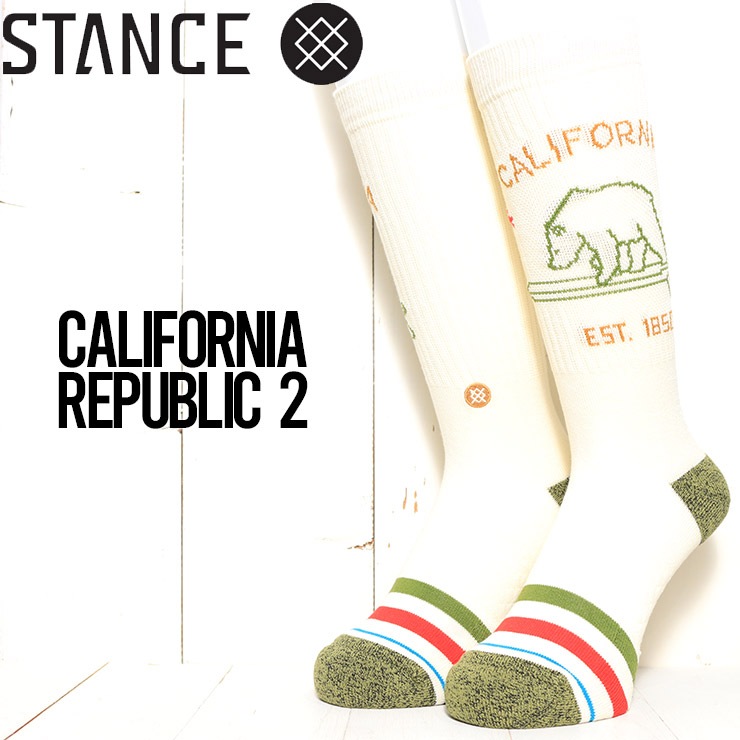 [����å��ݥ����б�] STANCE ������ CALIFORNIA REPUBLIC 2 SOCKS ���å��� ���� ��˥��å��� A556D21CAL