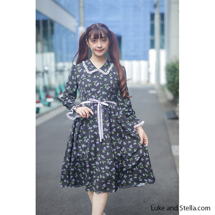 MILK ミルク ベリー・ルージュ dress C.ブラック×パープルベリー