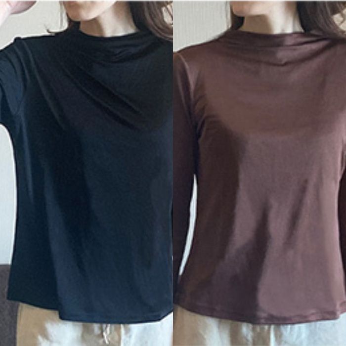 エレガントTシャツ シルク 100％ オフネック 2枚組 レディース  スポーツ 登山 紫外線カット UVカット 八分袖 上品 カットソー トップス 黒 紺 茶色 吸湿 保湿 肌に優しい 天然素材 蒸れにくい 冷え対策 絹 お得  ギフト ノンアイロン 美肌 防臭 プレゼント 京都 春夏 涼しい